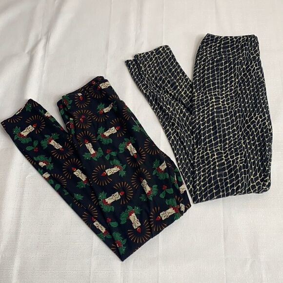 LulaRoe Printed Leggings 2 pair - One Size - Picture 1 of 2